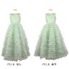 ピアノ発表会や結婚式にぴったりのカラーの女の子用キッズドレス。シンプルで美しいシルエットが魅力のAngel's Closetの子供ドレス レンタル商品（【レンタル】ボタニカルレース＆ラインストーンベルトティアードチュール子供ドレス(YP156)セージ）｜画像7