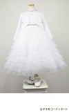 ピアノ発表会や結婚式にぴったりのホワイトカラーの女の子用キッズドレス。シンプルで美しいシルエットが魅力のAngel's Closetの子供ドレス レンタル商品（【レンタル】ボタニカルレース＆ラインストーンベルトティアードチュール子供ドレス(YP156)ホワイト）｜画像11