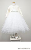 ピアノ発表会や結婚式にぴったりのホワイトカラーの女の子用キッズドレス。シンプルで美しいシルエットが魅力のAngel's Closetの子供ドレス レンタル商品（【レンタル】ボタニカルレース＆ラインストーンベルトティアードチュール子供ドレス(YP156)ホワイト）｜画像12