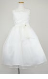 ピアノ発表会や結婚式にぴったりのカラーの女の子用キッズドレス。シンプルで美しいシルエットが魅力のAngel's Closetの子供ドレス レンタル商品（【レンタル】レース＆メタル刺繍オーガンジー子供ドレス（リボンコサージュ付）(CC2461)アイボリー）｜画像3