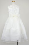ピアノ発表会や結婚式にぴったりのカラーの女の子用キッズドレス。シンプルで美しいシルエットが魅力のAngel's Closetの子供ドレス レンタル商品（【レンタル】レース＆メタル刺繍オーガンジー子供ドレス（リボンコサージュ付）(CC2461)アイボリー）｜画像5