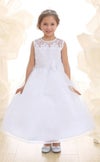 ピアノ発表会や結婚式にぴったりのカラーの女の子用キッズドレス。シンプルで美しいシルエットが魅力のAngel's Closetの子供ドレス レンタル商品（【レンタル】レース＆メタル刺繍オーガンジー子供ドレス（リボンコサージュ付）(CC2461)アイボリー）｜画像16