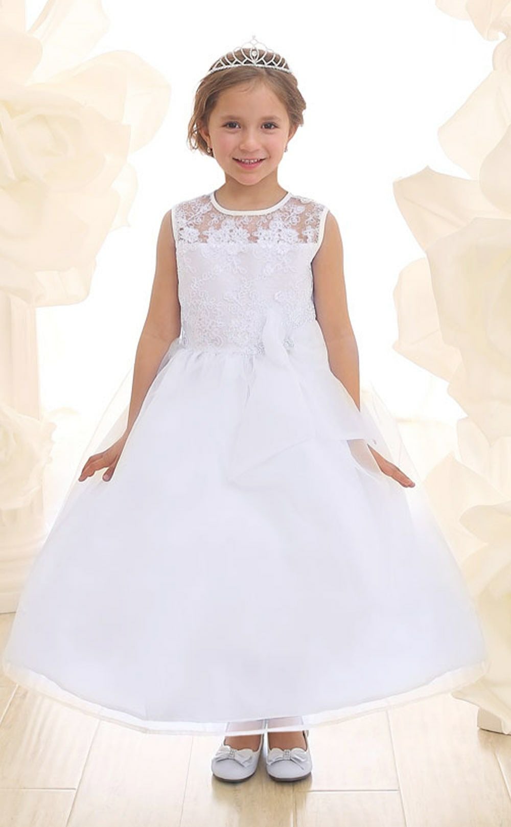 ピアノ発表会や結婚式にぴったりのカラーの女の子用キッズドレス。シンプルで美しいシルエットが魅力のAngel's Closetの子供ドレス レンタル商品（【レンタル】レース＆メタル刺繍オーガンジー子供ドレス（リボンコサージュ付）(CC2461)ミント）｜画像16