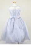 ピアノ発表会や結婚式にぴったりのカラーの女の子用キッズドレス。シンプルで美しいシルエットが魅力のAngel's Closetの子供ドレス レンタル商品（【レンタル】レース＆メタル刺繍オーガンジー子供ドレス（リボンコサージュ付）(CC2461)シルバー）｜画像5