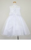 ピアノ発表会や結婚式にぴったりのホワイトカラーの女の子用キッズドレス。シンプルで美しいシルエットが魅力のAngel's Closetの子供ドレス レンタル商品（【レンタル】レース＆メタル刺繍オーガンジー子供ドレス（リボンコサージュ付）(CC2461)ホワイト）｜画像5