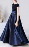 ピアノ発表会や結婚式にぴったりのネイビーカラーの女の子用キッズドレス。シンプルで美しいシルエットが魅力のAngel's Closetの子供ドレス レンタル商品（【レンタル】スパンコール＆サテンロングドレス※縫い付けリボン型(YP136A)ネイビー）｜画像14