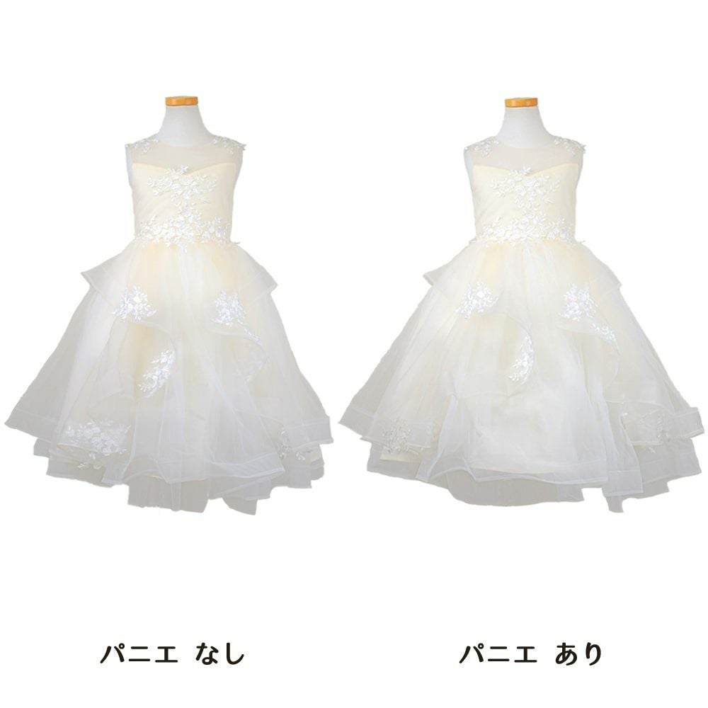 ピアノ発表会や結婚式にぴったりのホワイトカラーの女の子用キッズドレス。シンプルで美しいシルエットが魅力のAngel's Closetの子供ドレス レンタル商品（【レンタル】フラワー刺繍＆ウェーブチュールロング子供ドレス(YP135)オフホワイト）｜画像6