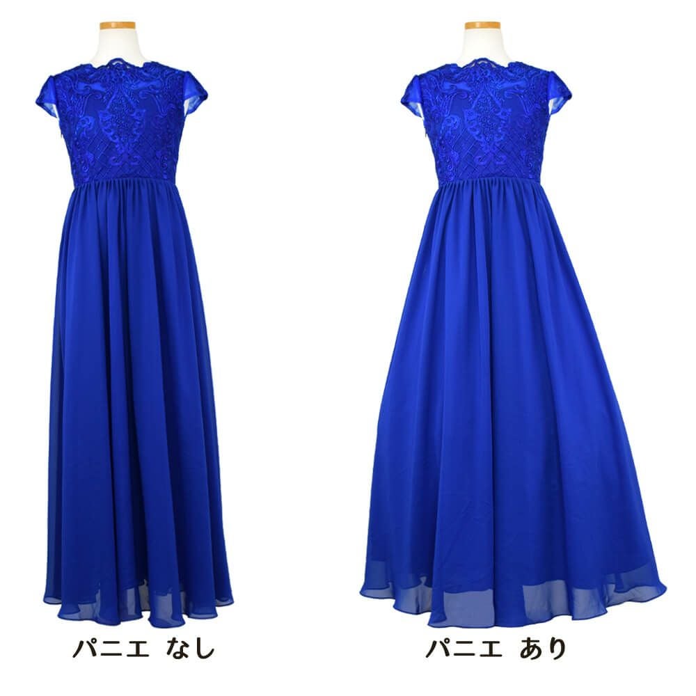 ピアノ発表会や結婚式にぴったりのブルーカラーの女の子用キッズドレス。シンプルで美しいシルエットが魅力のAngel's Closetの子供ドレス レンタル商品（【レンタル】イリュージョンネックレース＆キャップスリーブシフォンロング子供ドレス(YP158)ロイヤルブルー）｜画像6