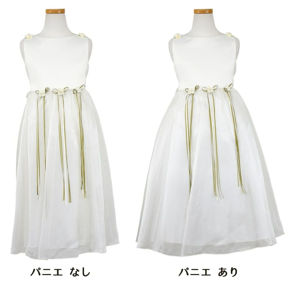 ピアノ発表会や結婚式にぴったりのホワイトカラーの女の子用キッズドレス。シンプルで美しいシルエットが魅力のAngel's Closetの子供ドレス レンタル商品（【レンタル】サテン＆シャイニーオーガンジー子供ドレスサニー(KD149)オフホワイト）｜画像6