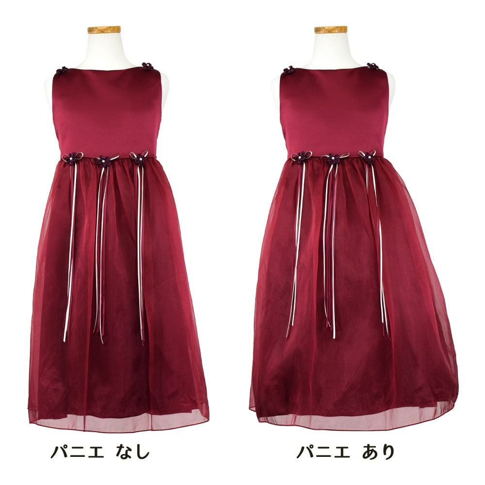 ピアノ発表会や結婚式にぴったりのカラーの女の子用キッズドレス。シンプルで美しいシルエットが魅力のAngel's Closetの子供ドレス レンタル商品（【レンタル】サテン＆シャイニーオーガンジー子供ドレスサニー(KD149)バーガンディー）｜画像6