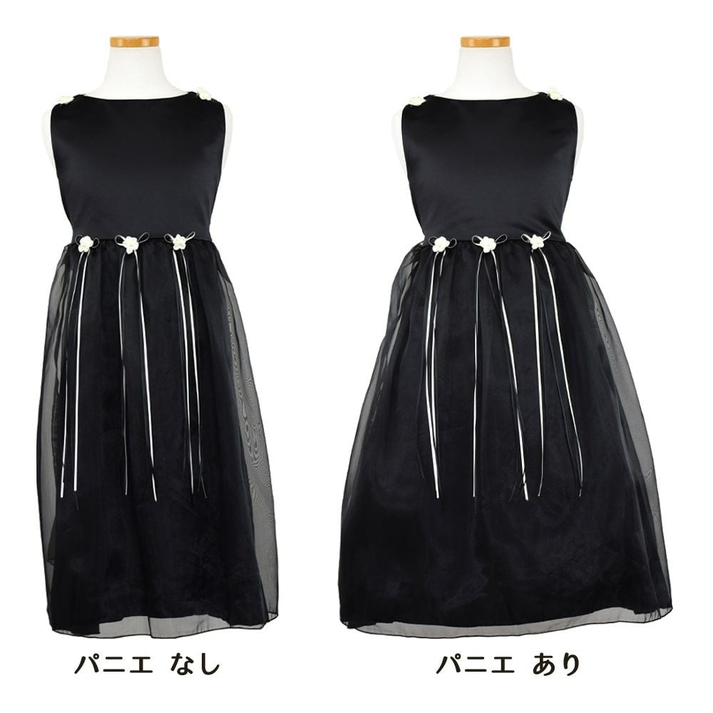 ピアノ発表会や結婚式にぴったりのブラックカラーの女の子用キッズドレス。シンプルで美しいシルエットが魅力のAngel's Closetの子供ドレス レンタル商品（【レンタル】サテン＆シャイニーオーガンジー子供ドレスサニー(KD149)ブラック）｜画像6