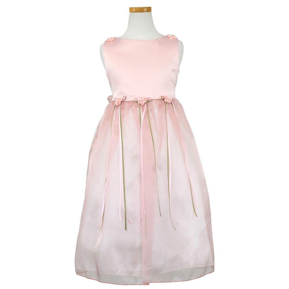 ピアノ発表会や結婚式にぴったりのカラーの女の子用キッズドレス。シンプルで美しいシルエットが魅力のAngel's Closetの子供ドレス レンタル商品（【レンタル】サテン＆シャイニーオーガンジー子供ドレスサニー(KD149)ダスティローズ）｜画像2