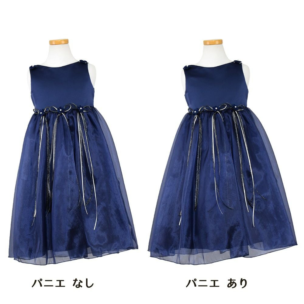 ピアノ発表会や結婚式にぴったりのネイビーカラーの女の子用キッズドレス。シンプルで美しいシルエットが魅力のAngel's Closetの子供ドレス レンタル商品（【レンタル】サテン＆シャイニーオーガンジー子供ドレスサニー(KD149)ネイビー）｜画像6