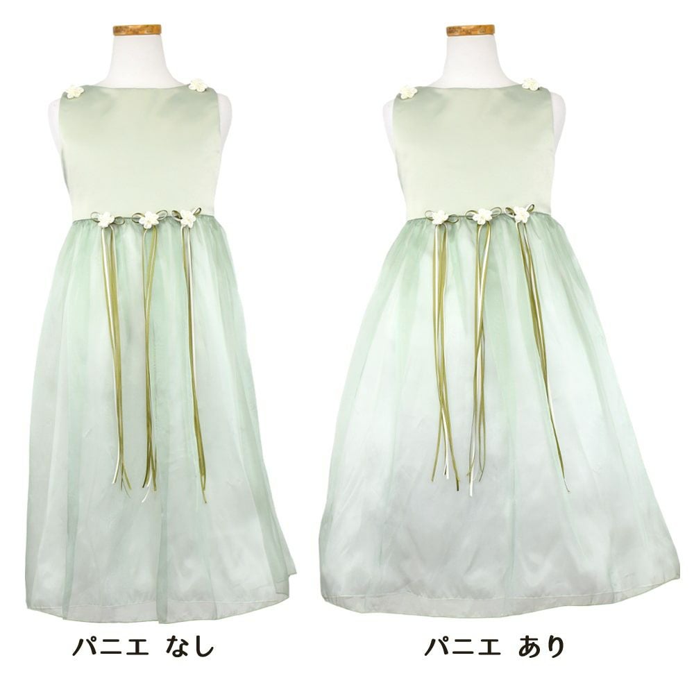 ピアノ発表会や結婚式にぴったりのカラーの女の子用キッズドレス。シンプルで美しいシルエットが魅力のAngel's Closetの子供ドレス レンタル商品（【レンタル】サテン＆シャイニーオーガンジー子供ドレスサニー(KD149)セージ）｜画像6