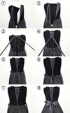 ピアノ発表会や結婚式にぴったりのブラックカラーの女の子用キッズドレス。シンプルで美しいシルエットが魅力のAngel's Closetの子供ドレス レンタル商品（【レンタル】ブラックベルベット＆煌めくＡラインロングドレス※コルセットバックリボン結び型(YP157B)ブラック）｜画像6