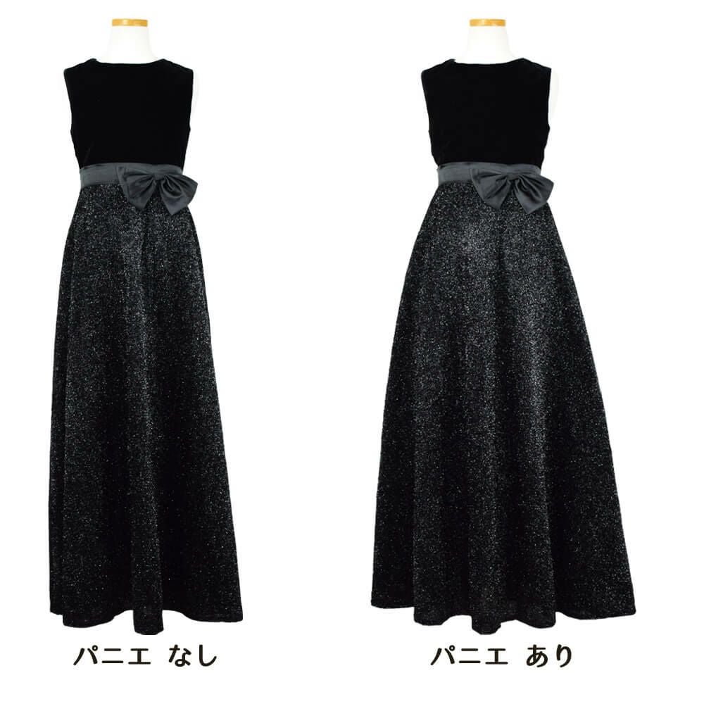 ピアノ発表会や結婚式にぴったりのブラックカラーの女の子用キッズドレス。シンプルで美しいシルエットが魅力のAngel's Closetの子供ドレス レンタル商品（【レンタル】ブラックベルベット＆煌めくＡラインロングドレス※コルセットバックリボン結び型(YP157B)ブラック）｜画像8