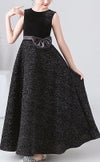 ピアノ発表会や結婚式にぴったりのブラックカラーの女の子用キッズドレス。シンプルで美しいシルエットが魅力のAngel's Closetの子供ドレス レンタル商品（【レンタル】ブラックベルベット＆煌めくＡラインロングドレス※コルセットバックリボン結び型(YP157B)ブラック）｜画像14