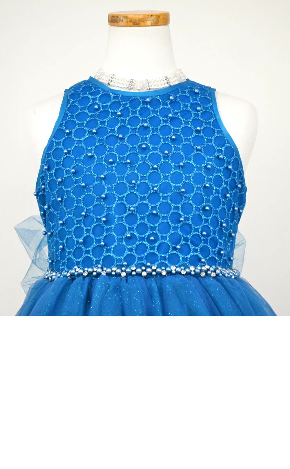 ピアノ発表会や結婚式にぴったりのカラーの女の子用キッズドレス。シンプルで美しいシルエットが魅力のAngel's Closetの子供ドレス レンタル商品（【レンタル】グリッター％パールトップチュール子供ドレス(ccd800)ティールグリーン）｜画像7