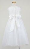 ピアノ発表会や結婚式にぴったりのホワイトカラーの女の子用キッズドレス。シンプルで美しいシルエットが魅力のAngel's Closetの子供ドレス レンタル商品（【レンタル】エレガントレース＆チュール子供ドレス(MBK346)オフホワイト）｜画像5