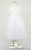 ピアノ発表会や結婚式にぴったりのホワイトカラーの女の子用キッズドレス。シンプルで美しいシルエットが魅力のAngel's Closetの子供ドレス レンタル商品（【レンタル】エレガントレース＆チュール子供ドレス(MBK346)オフホワイト）｜画像9