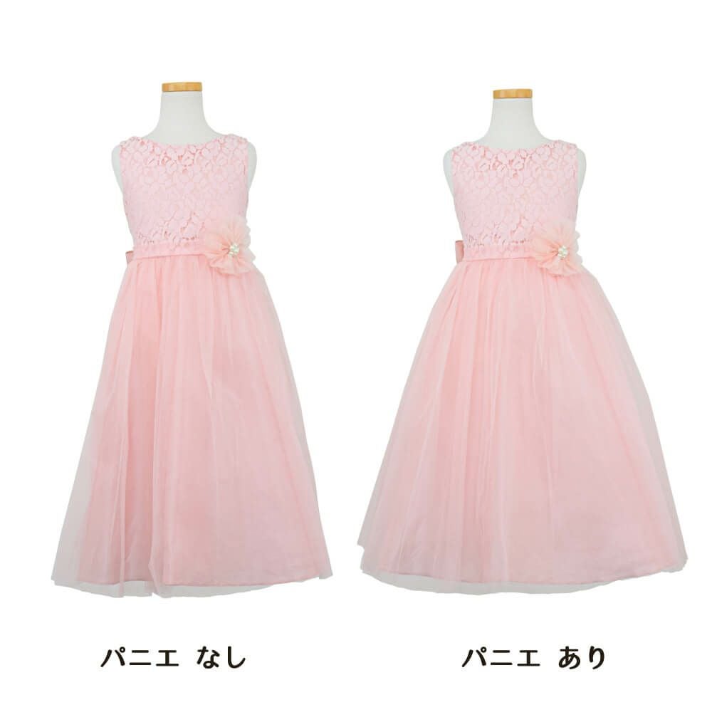 ピアノ発表会や結婚式にぴったりのカラーの女の子用キッズドレス。シンプルで美しいシルエットが魅力のAngel's Closetの子供ドレス レンタル商品（【レンタル】エレガントレース＆チュール子供ドレス(MBK346)ブラッシュ）｜画像6