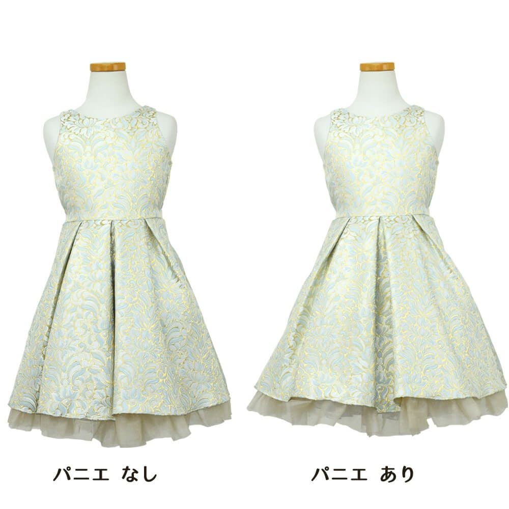 ピアノ発表会や結婚式にぴったりのブルーカラーの女の子用キッズドレス。シンプルで美しいシルエットが魅力のAngel's Closetの子供ドレス レンタル商品（【レンタル】オーネイトプリーツジャガード＆チュール子供ドレス(SK670A)ブルー）｜画像6