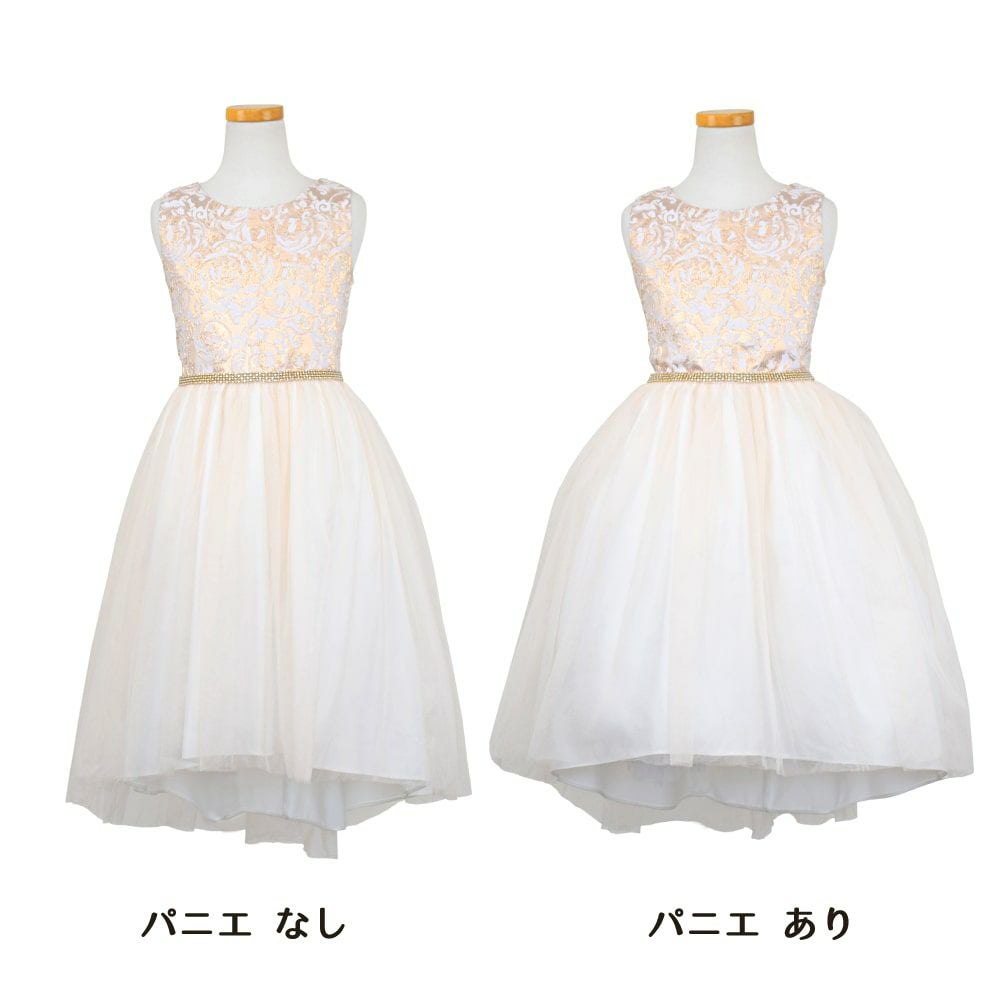 ピアノ発表会や結婚式にぴったりのカラーの女の子用キッズドレス。シンプルで美しいシルエットが魅力のAngel's Closetの子供ドレス レンタル商品（【レンタル】ジャガード＆クリスタルチュールハイ＆ロー子供ドレス(SK805)アイボリー）｜画像6
