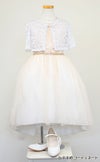 ピアノ発表会や結婚式にぴったりのカラーの女の子用キッズドレス。シンプルで美しいシルエットが魅力のAngel's Closetの子供ドレス レンタル商品（【レンタル】ジャガード＆クリスタルチュールハイ＆ロー子供ドレス(SK805)アイボリー）｜画像9