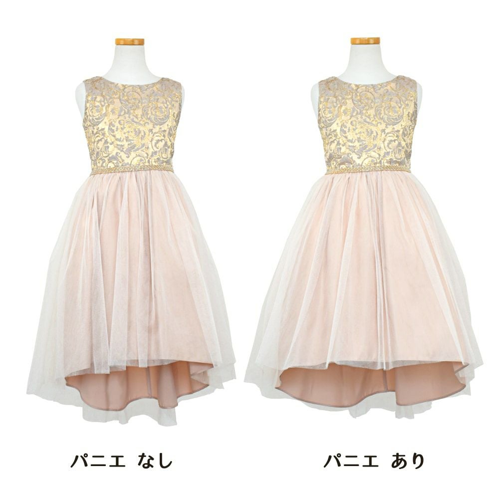 ピアノ発表会や結婚式にぴったりのカラーの女の子用キッズドレス。シンプルで美しいシルエットが魅力のAngel's Closetの子供ドレス レンタル商品（【レンタル】ジャガード＆クリスタルチュールハイ＆ロー子供ドレス(SK805)モカ）｜画像6