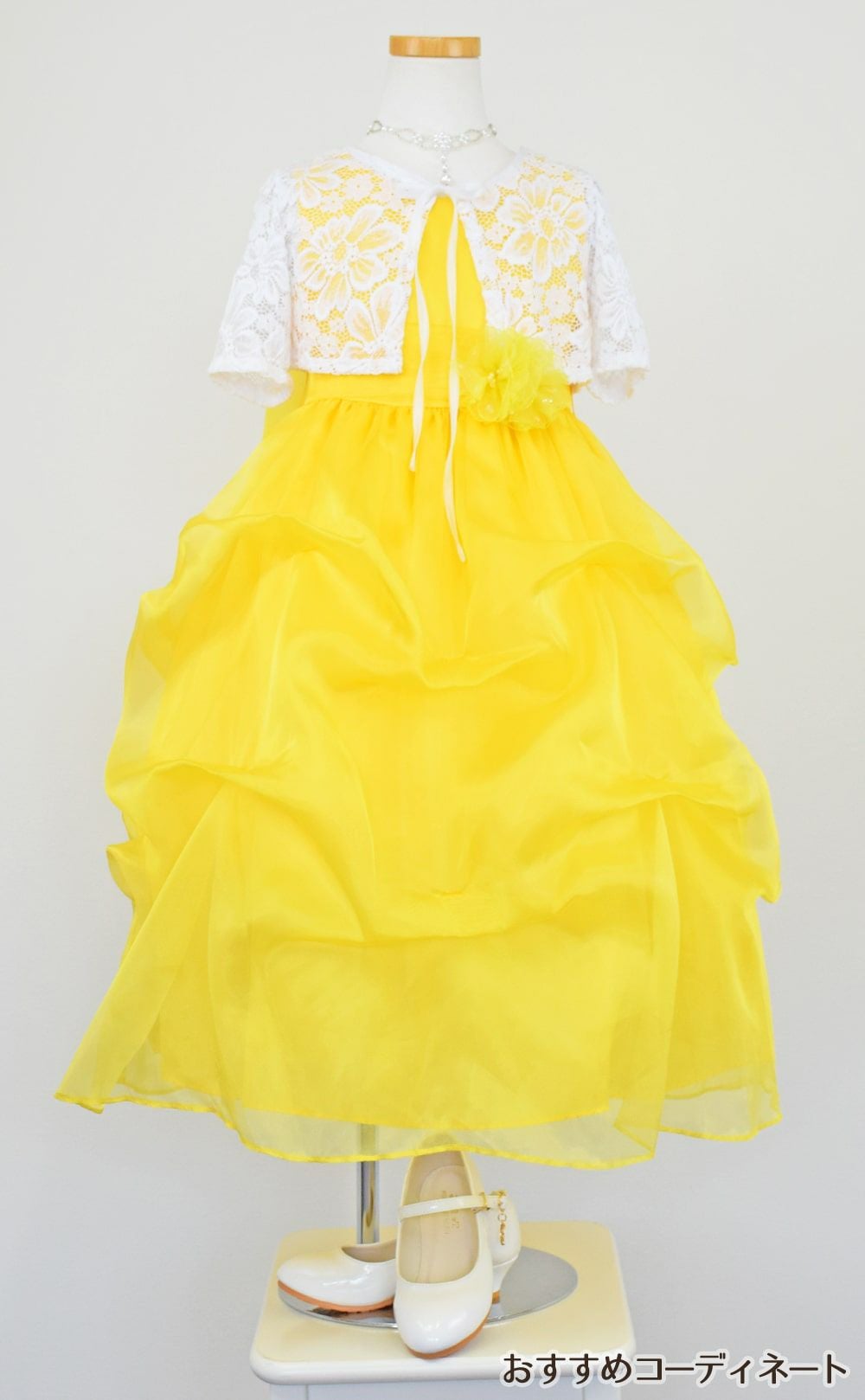 ピアノ発表会や結婚式にぴったりのカラーの女の子用キッズドレス。シンプルで美しいシルエットが魅力のAngel's Closetの子供ドレス レンタル商品（【レンタル】イエローオーガンジーバブル子供ドレス(CCD513)イエロー）｜画像9