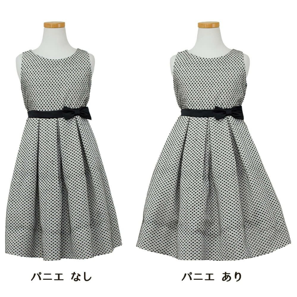 ピアノ発表会や結婚式にぴったりのブラックカラーの女の子用キッズドレス。シンプルで美しいシルエットが魅力のAngel's Closetの子供ドレス レンタル商品（【レンタル】プチポルカドットジャガード子供ドレス(SK520)ブラック）｜画像6