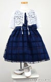 ピアノ発表会や結婚式にぴったりのネイビーカラーの女の子用キッズドレス。シンプルで美しいシルエットが魅力のAngel's Closetの子供ドレス レンタル商品（【レンタル】フロックドグリッター格子柄メッシュ＆サテン子供ドレス(SK714)ネイビー）｜画像9
