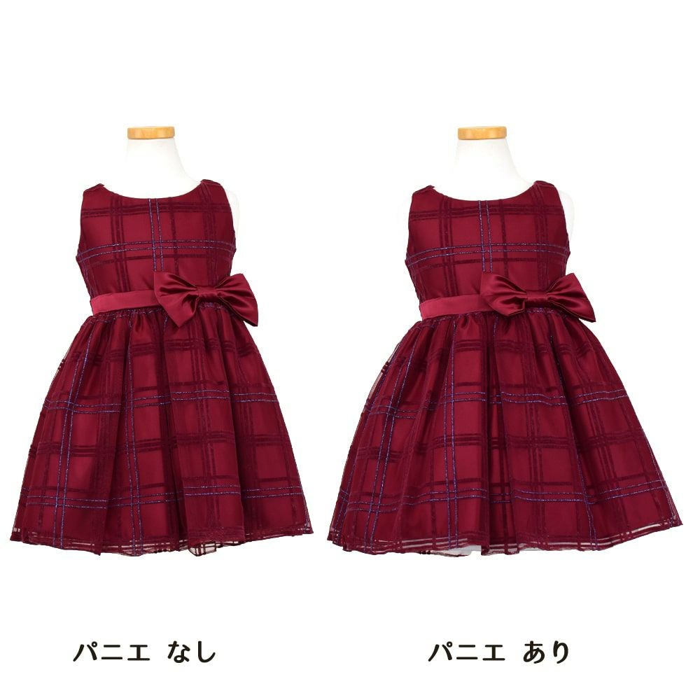 ピアノ発表会や結婚式にぴったりのカラーの女の子用キッズドレス。シンプルで美しいシルエットが魅力のAngel's Closetの子供ドレス レンタル商品（【レンタル】フロックドグリッター格子柄メッシュ＆サテン子供ドレス(SK714)バーガンディー）｜画像6
