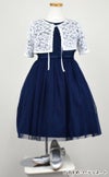 ピアノ発表会や結婚式にぴったりのネイビーカラーの女の子用キッズドレス。シンプルで美しいシルエットが魅力のAngel's Closetの子供ドレス レンタル商品（【レンタル】レーススリーブチュールスカート子供ドレス(SK599)ネイビー）｜画像9