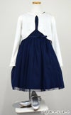 ピアノ発表会や結婚式にぴったりのネイビーカラーの女の子用キッズドレス。シンプルで美しいシルエットが魅力のAngel's Closetの子供ドレス レンタル商品（【レンタル】レーススリーブチュールスカート子供ドレス(SK599)ネイビー）｜画像10