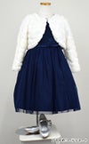 ピアノ発表会や結婚式にぴったりのネイビーカラーの女の子用キッズドレス。シンプルで美しいシルエットが魅力のAngel's Closetの子供ドレス レンタル商品（【レンタル】レーススリーブチュールスカート子供ドレス(SK599)ネイビー）｜画像11