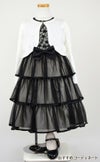 ピアノ発表会や結婚式にぴったりのブラックカラーの女の子用キッズドレス。シンプルで美しいシルエットが魅力のAngel's Closetの子供ドレス レンタル商品（【レンタル】花柄レースティアードチュール子供ドレス【CHOPIN】(CAT882101)ブラック）｜画像10