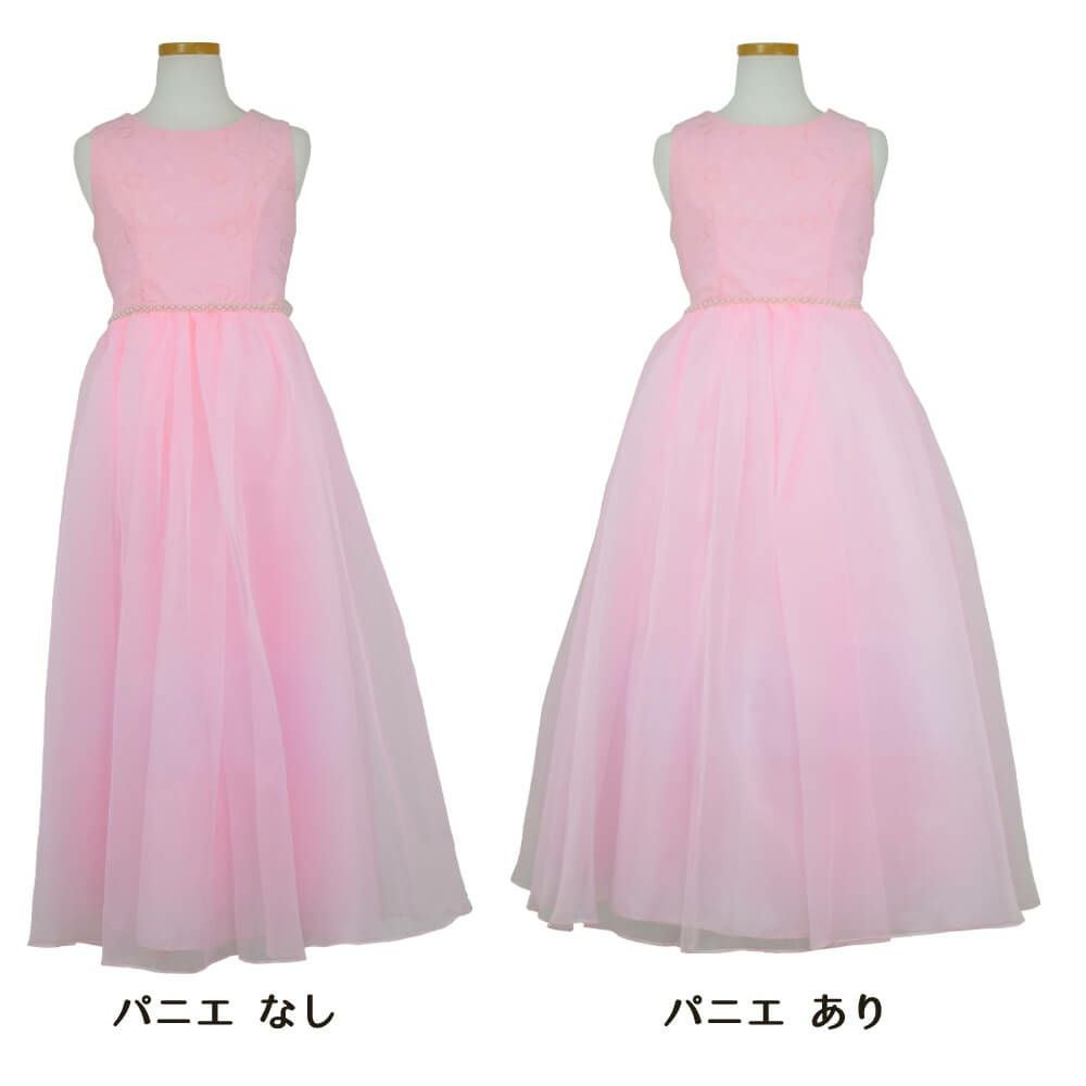 ピアノ発表会や結婚式にぴったりのピンクカラーの女の子用キッズドレス。シンプルで美しいシルエットが魅力のAngel's Closetの子供ドレス レンタル商品（【レンタル】エレガントフラワーパターンレース&オーガンジーロングドレス(JK3580)ピンク）｜画像6