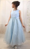 ピアノ発表会や結婚式にぴったりのピンクカラーの女の子用キッズドレス。シンプルで美しいシルエットが魅力のAngel's Closetの子供ドレス レンタル商品（【レンタル】エレガントフラワーパターンレース&オーガンジーロングドレス(JK3580)ピンク）｜画像13