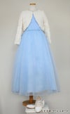 ピアノ発表会や結婚式にぴったりのブルーカラーの女の子用キッズドレス。シンプルで美しいシルエットが魅力のAngel's Closetの子供ドレス レンタル商品（【レンタル】エレガントフラワーパターンレース&オーガンジーロングドレス(JK3580)ブルー）｜画像11