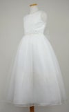 ピアノ発表会や結婚式にぴったりのカラーの女の子用キッズドレス。シンプルで美しいシルエットが魅力のAngel's Closetの子供ドレス レンタル商品（【レンタル】エレガントフラワーパターンレース&オーガンジーロングドレス(JK3580)アイボリー）｜画像4