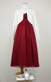 ピアノ発表会や結婚式にぴったりのカラーの女の子用キッズドレス。シンプルで美しいシルエットが魅力のAngel's Closetの子供ドレス レンタル商品（【レンタル】ジュエルストーン＆クリスクロスストラップシフォンドレス(JK3556)バーガンディー）｜画像10