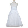 ピアノ発表会や結婚式にぴったりのホワイトカラーの女の子用キッズドレス。シンプルで美しいシルエットが魅力のAngel's Closetの子供ドレス レンタル商品（【レンタル】ギャザーアクロスウェストサテン＆フローラルオーガンジードレス(HC1232)ホワイト）｜画像2