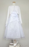 ピアノ発表会や結婚式にぴったりのホワイトカラーの女の子用キッズドレス。シンプルで美しいシルエットが魅力のAngel's Closetの子供ドレス レンタル商品（【レンタル】ギャザーアクロスウェストサテン＆フローラルオーガンジードレス(HC1232)ホワイト）｜画像11