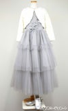ピアノ発表会や結婚式にぴったりのカラーの女の子用キッズドレス。シンプルで美しいシルエットが魅力のAngel's Closetの子供ドレス レンタル商品（【レンタル】3Dフラワー刺繍3ティアードチュールドレス(ccd795)シルバー）｜画像10