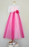 ピアノ発表会や結婚式にぴったりのカラーの女の子用キッズドレス。シンプルで美しいシルエットが魅力のAngel's Closetの子供ドレス レンタル商品（【レンタル】ダブルチュールレイヤードストラップドレス（ストール付）(JK3355)フクシア）｜画像9