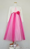 ピアノ発表会や結婚式にぴったりのカラーの女の子用キッズドレス。シンプルで美しいシルエットが魅力のAngel's Closetの子供ドレス レンタル商品（【レンタル】ダブルチュールレイヤードストラップドレス（ストール付）(JK3355)フクシア）｜画像10