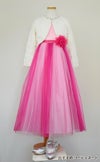 ピアノ発表会や結婚式にぴったりのカラーの女の子用キッズドレス。シンプルで美しいシルエットが魅力のAngel's Closetの子供ドレス レンタル商品（【レンタル】ダブルチュールレイヤードストラップドレス（ストール付）(JK3355)フクシア）｜画像11