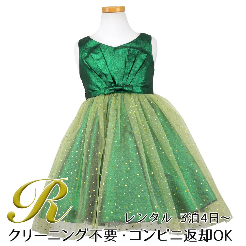 ピアノ発表会や結婚式にぴったりのカラーの女の子用キッズドレス。シンプルで美しいシルエットが魅力のAngel's Closetの子供ドレス レンタル商品（【レンタル】スパークリーチュールドレス(KD352)セージグリーン）｜画像1
