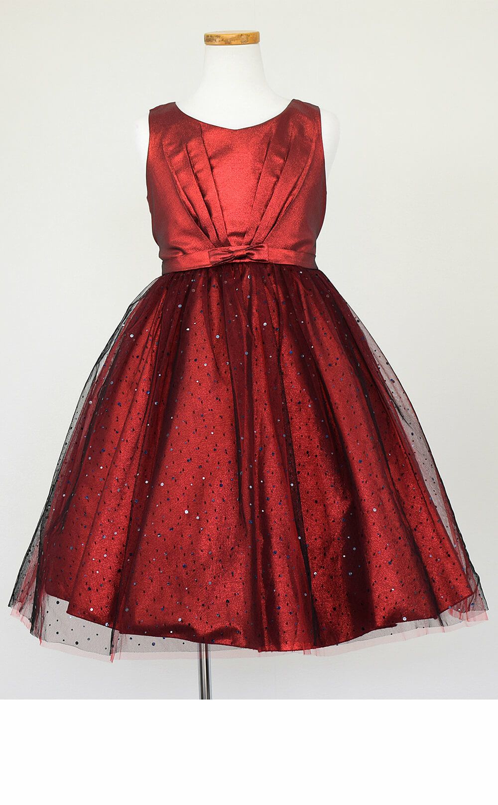 ピアノ発表会や結婚式にぴったりのブラックカラーの女の子用キッズドレス。シンプルで美しいシルエットが魅力のAngel's Closetの子供ドレス レンタル商品（【レンタル】スパークリーチュールドレス(KD352)レッド＆ブラック）｜画像3